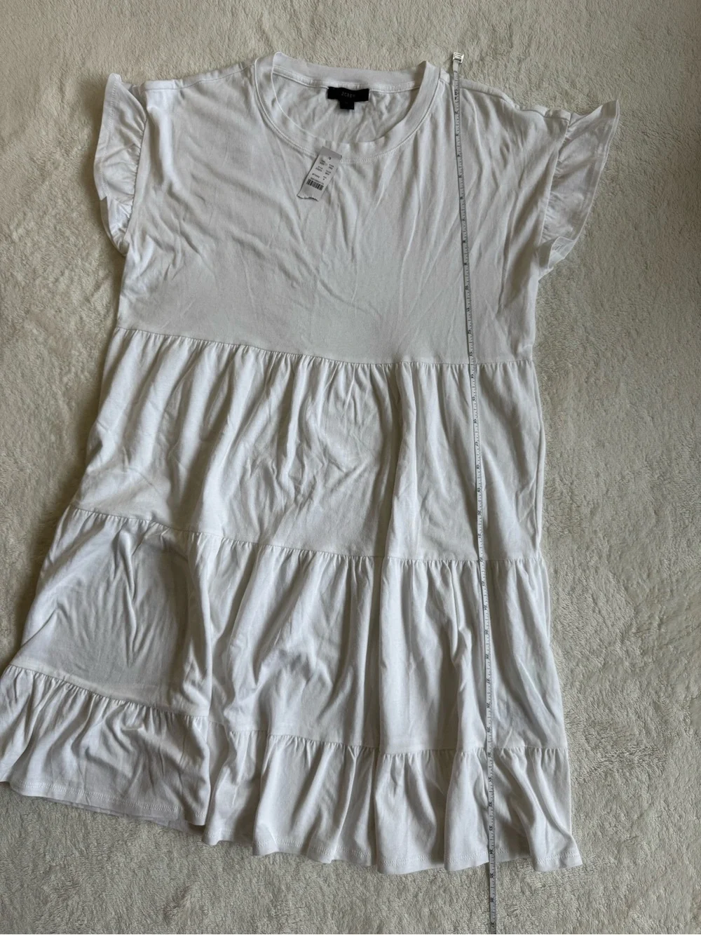 J.Crew Re-Imagined Tiered Ruffle-Sleeve Cotton Dress White Small NWT